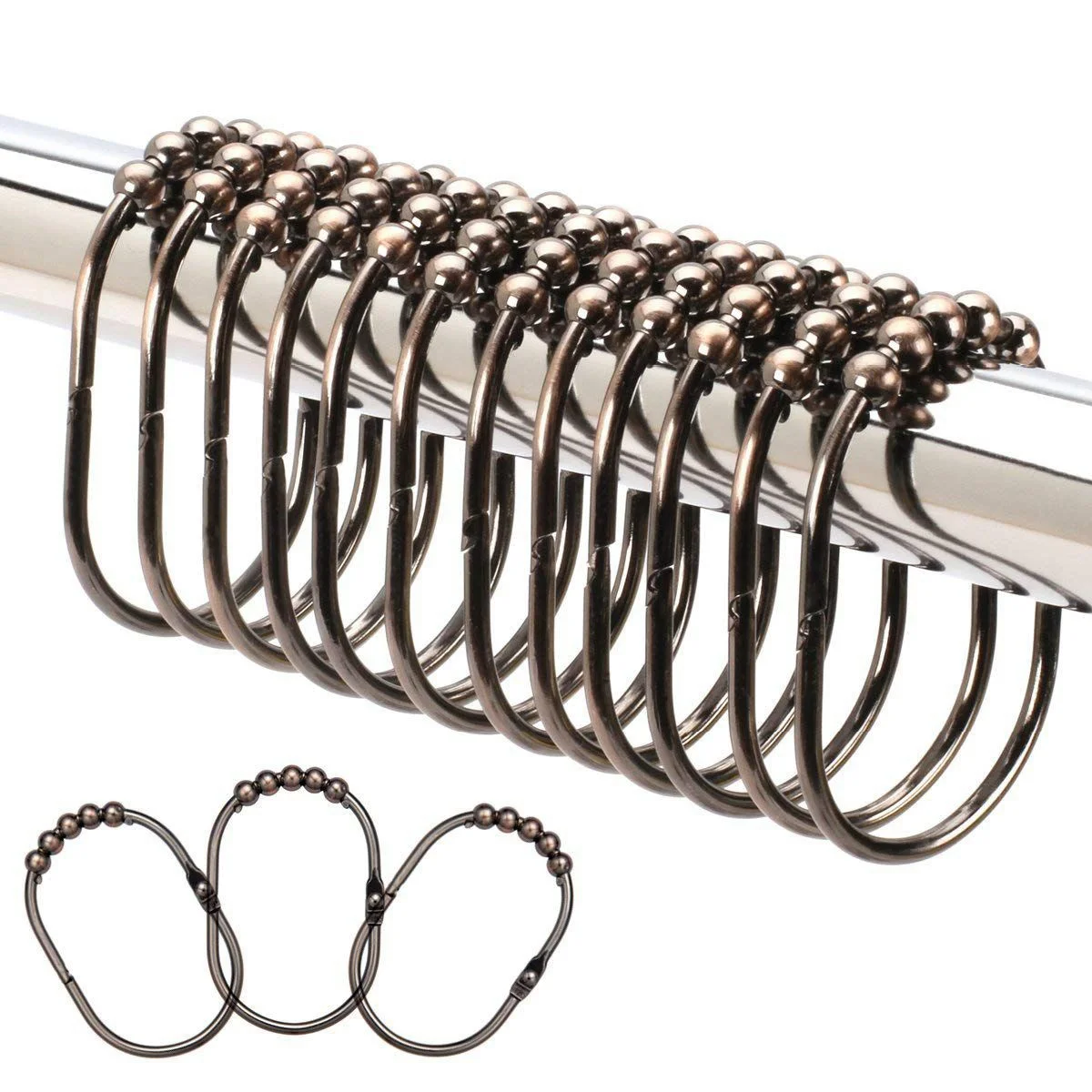 CSS Shower Curtain Rings/Hooks Set Decorative Oil Rubbed Bronze Finish, Easy Glide Rollers Set of 12 Rings for Shower Rods
CSS Shower Curtain Rings/Hooks Set Decorative Oil Rubbed Bronze Finish, Easy Glide Rollers Set of 12 Rings for Shower Rods