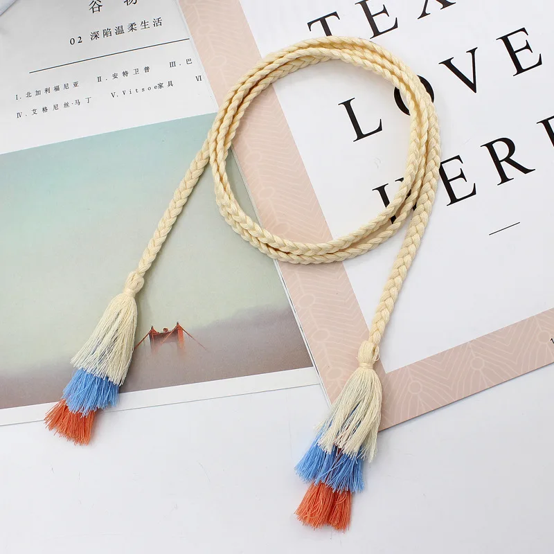 Korean-Style Cotton Female Woven Belt Female Artistic Macarons Color Tassel Cord Fine Decoration Dress Tie Waist Chain
Korean-Style Cotton Female Woven Belt Female Artistic Macarons Color Tassel Cord Fine Decoration Dress Tie Waist Chain