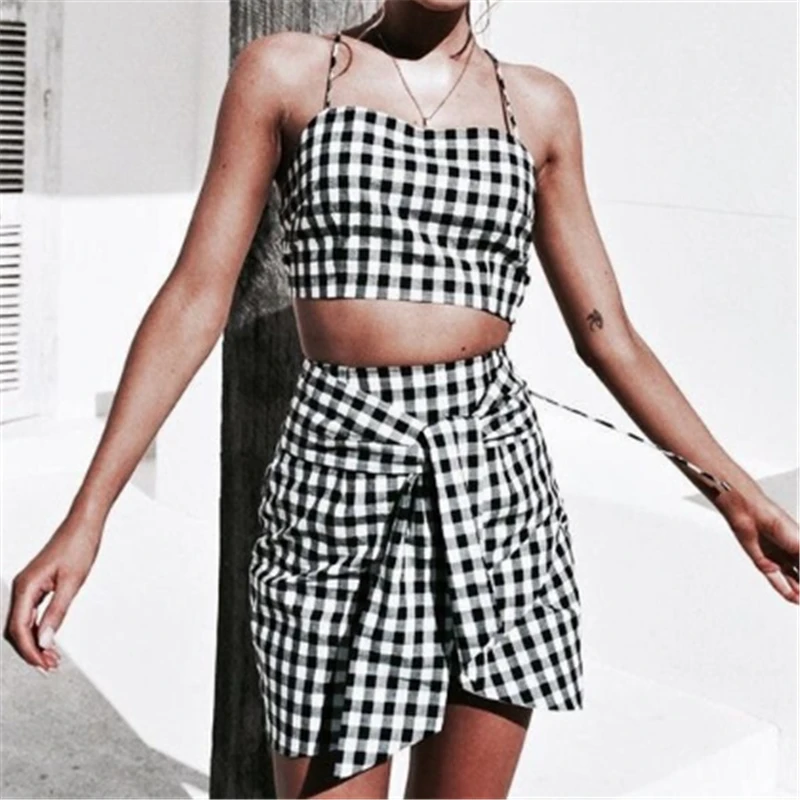 Fashion Women Plaid Print 2 Piece Set Bodycon Skirt Crop Top off shoulder Tank Summer two piece set Bandage gingham Mini Skirt
Fashion Women Plaid Print 2 Piece Set Bodycon Skirt Crop Top off shoulder Tank Summer two piece set Bandage gingham Mini Skirt