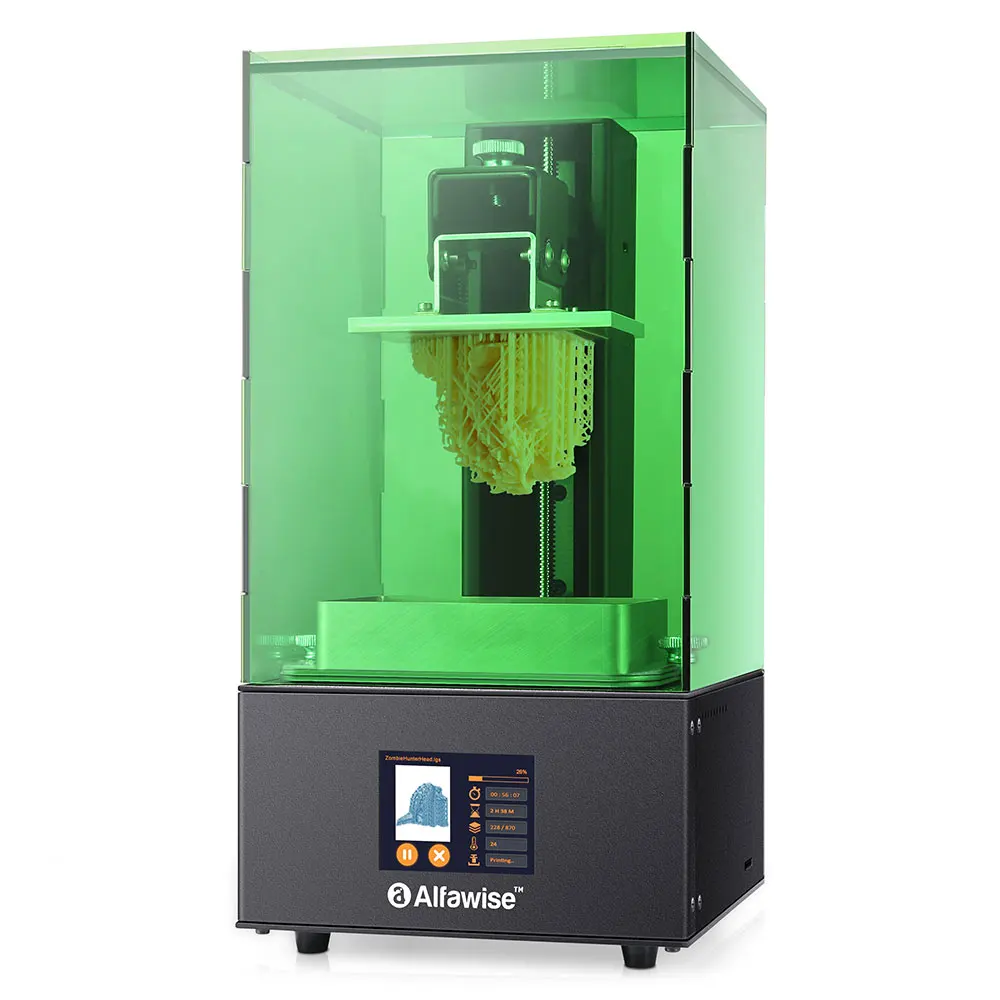 

Alfawise W10 LCD SLA Resin 3D Printer Complete Machine Green US Plug Printing Platform