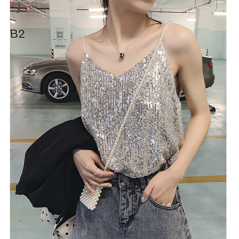 sexy sequins v-neck condole belt vest female blouse outer wear short leap render unlined upper haut top streetwear summer tops
sexy sequins v-neck condole belt vest female blouse outer wear short leap render unlined upper haut top streetwear summer tops