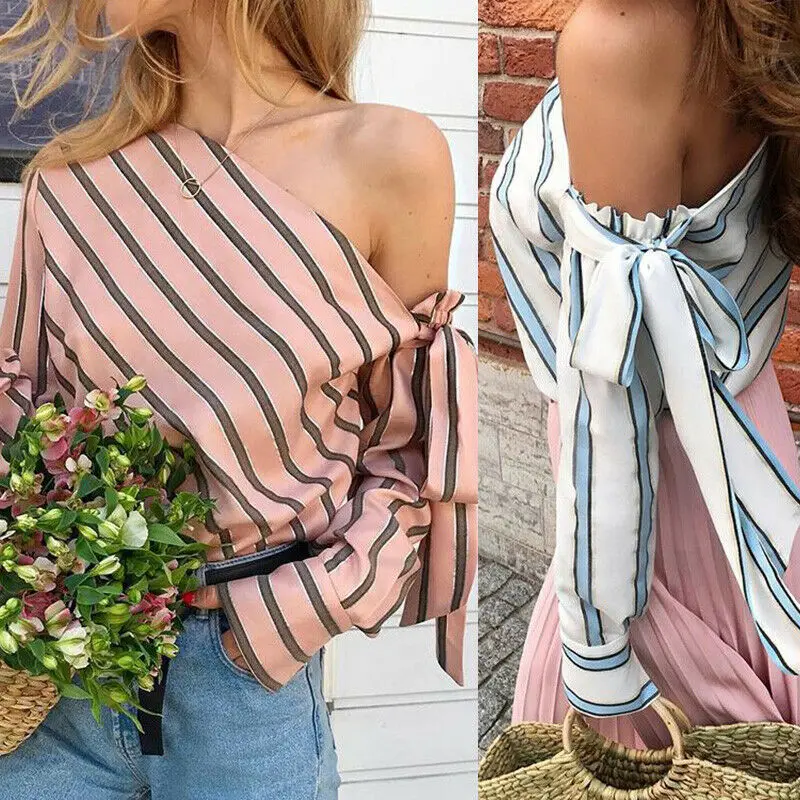 2019 New Style Hot Fashion Women Ladies Loose Casual Long Sleeve One Shoulder Stripe Cotton Bow Blouse Tops
2019 New Style Hot Fashion Women Ladies Loose Casual Long Sleeve One Shoulder Stripe Cotton Bow Blouse Tops