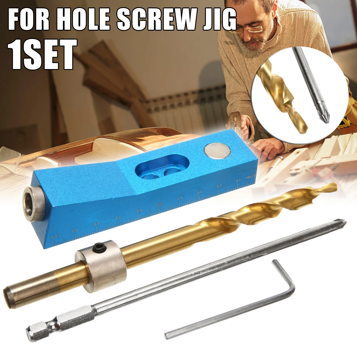 Woodworking Pocket Hole Jig Kit Hole Puncher Locator Jig Drill Bit Set 15 Degree Angle Drill Guide Set For DIY Carpentry Tools
Woodworking Pocket Hole Jig Kit Hole Puncher Locator Jig Drill Bit Set 15 Degree Angle Drill Guide Set For DIY Carpentry Tools