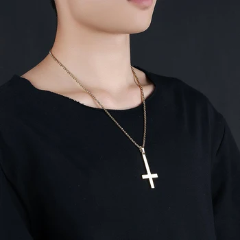 Sale 1pc Stainless Steel Inverted Cross Pendant Necklace Lucifer Satan Punk Jewelry Chain For Men Women Anti-Christian Gift
Sale 1pc Stainless Steel Inverted Cross Pendant Necklace Lucifer Satan Punk Jewelry Chain For Men Women Anti-Christian Gift
