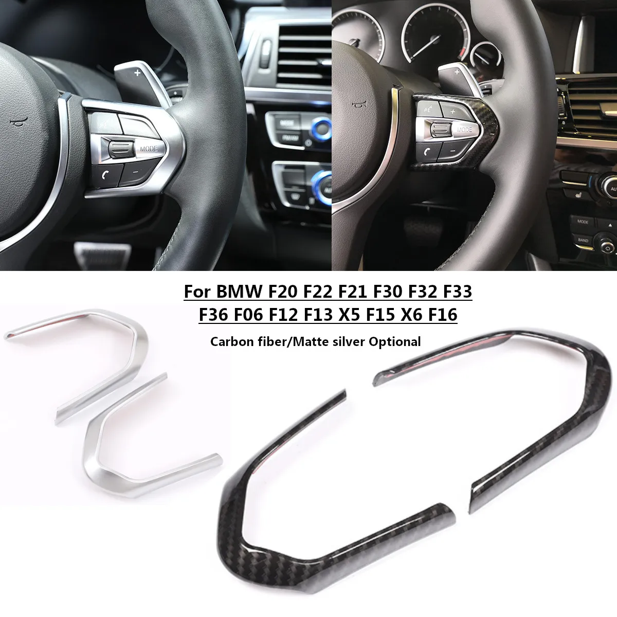 For BMW F20 F22 F21 F30 F32 F33 F36 F06 F12 F13 X5 F15 X6 F16 M-Sport Carbon Fiber ABS Steering Wheel Decoration Frame Trim
For BMW F20 F22 F21 F30 F32 F33 F36 F06 F12 F13 X5 F15 X6 F16 M-Sport Carbon Fiber ABS Steering Wheel Decoration Frame Trim