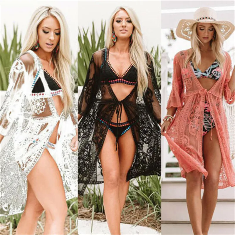 Women Sexy Bikini Cover Up Swimsuit Swimwear Beach Shirt Dress Bathing Suit Lace Hollow Out Lace-up Long Sleeve Women Dress New
Women Sexy Bikini Cover Up Swimsuit Swimwear Beach Shirt Dress Bathing Suit Lace Hollow Out Lace-up Long Sleeve Women Dress New