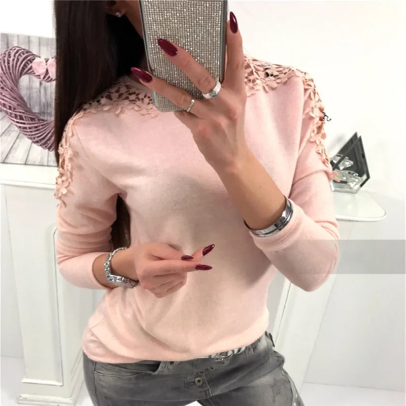 2019 Spring New Women Casual Lace Blouse O Collar Solid Hollow Out Full Sleeve Clothing Pink White Gray Sweet Ladies Shirts Tops
2019 Spring New Women Casual Lace Blouse O Collar Solid Hollow Out Full Sleeve Clothing Pink White Gray Sweet Ladies Shirts Tops