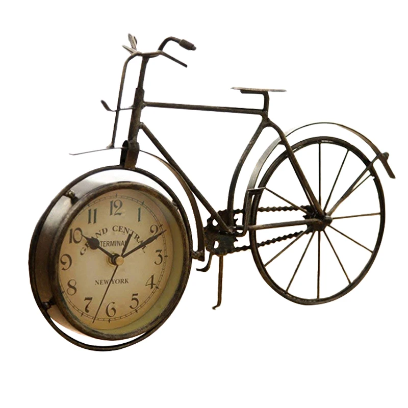 Botique-винтажные железные настольные часы для велосипеда Классические нетихие
