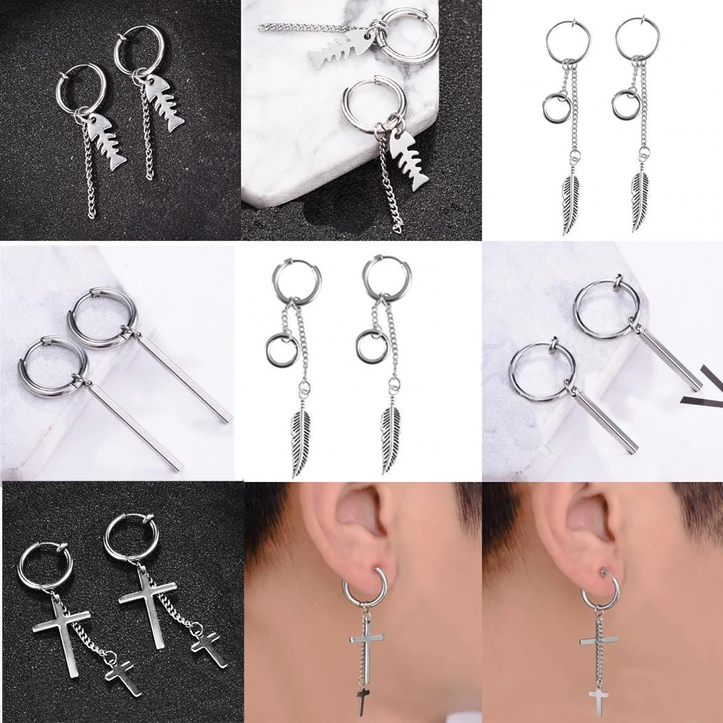 Punk Fashion Men Women Chain Stainless Steel Studs Earring Non-piercing/Piercing Style Multi Drop Styles
Punk Fashion Men Women Chain Stainless Steel Studs Earring Non-piercing/Piercing Style Multi Drop Styles
