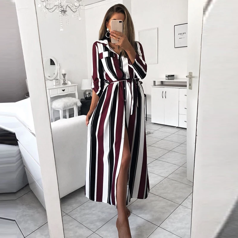 Striped Button Shirt Dress 2019 Women's Vacation Bohemian Beach Dress Sexy Deep Loose Dress Summer Casual Women Dress
Striped Button Shirt Dress 2019 Women's Vacation Bohemian Beach Dress Sexy Deep Loose Dress Summer Casual Women Dress