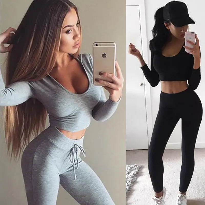 Two Pieces Set Hooded Crop Top Long Sleeve V neck Hoodies Leggings Women Athletic Clothes Tops+Pants Sets
Two Pieces Set Hooded Crop Top Long Sleeve V neck Hoodies Leggings Women Athletic Clothes Tops+Pants Sets
