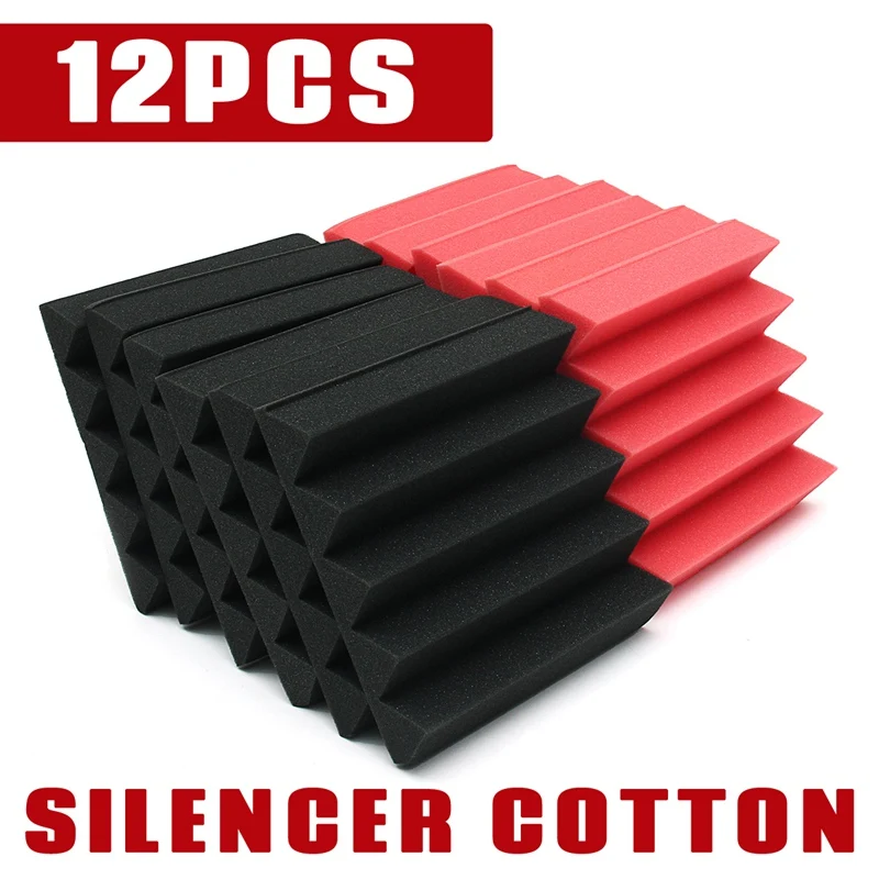 12Pcs/Set Universal 25x25x5cm-Wedge Black/Red Acoustic Soundproofing Studio Foam Tiles Household Silencer Cotton Sealing Strips
12Pcs/Set Universal 25x25x5cm-Wedge Black/Red Acoustic Soundproofing Studio Foam Tiles Household Silencer Cotton Sealing Strips