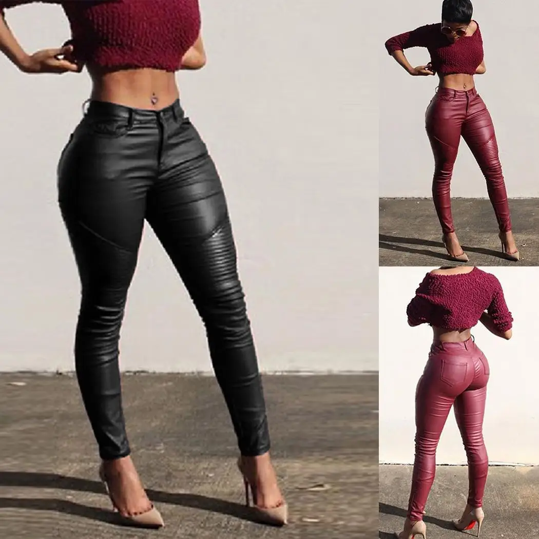 Women Casual Slim Solid Patchwork Pockets High Waist Straight Button, Zipper Ankle Length Leather Pants
Women Casual Slim Solid Patchwork Pockets High Waist Straight Button, Zipper Ankle Length Leather Pants