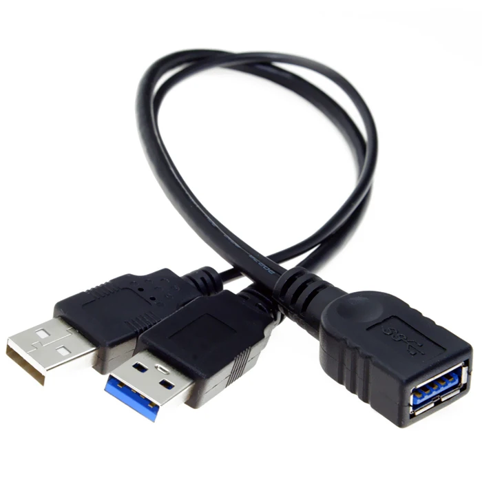 CY Black USB 3.0 Female to Dual USB Male Extra Power Data Y Extension Cable for 2.5" Mobile Hard Disk & Tablet
CY Black USB 3.0 Female to Dual USB Male Extra Power Data Y Extension Cable for 2.5" Mobile Hard Disk & Tablet