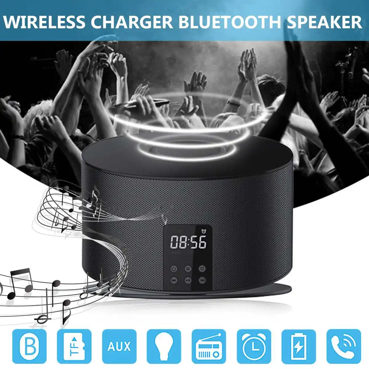 Wireless Bluetooth Speaker Subwoofer Music Player FM Radio TF/AUX +Alarm Clock LED Display +Qi Charging Charger For iphoneX
Wireless Bluetooth Speaker Subwoofer Music Player FM Radio TF/AUX +Alarm Clock LED Display +Qi Charging Charger For iphoneX
