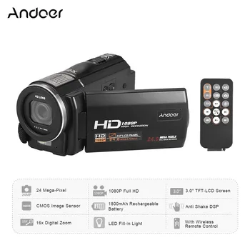 Andoer DV Recorder Camcorder 24MP 16X Digital Zoom LCD Touchscreen Anti-shake with Remote 1080P Full HD Digital Video Camera
Andoer DV Recorder Camcorder 24MP 16X Digital Zoom LCD Touchscreen Anti-shake with Remote 1080P Full HD Digital Video Camera
