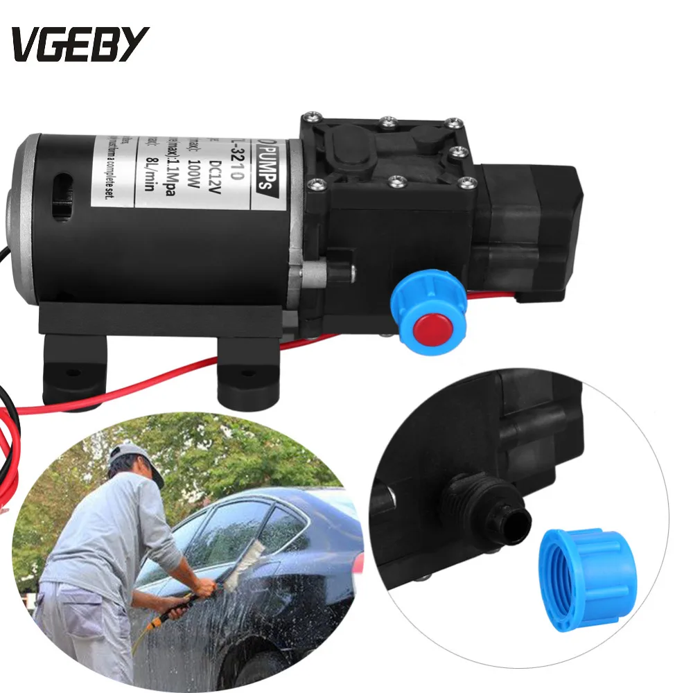 Black 12V DC 100W 8L/Min 160Psi High Pressure Diaphragm Self Priming Water Pump for Caravan Camping Car Wash Water Pump 12V
Black 12V DC 100W 8L/Min 160Psi High Pressure Diaphragm Self Priming Water Pump for Caravan Camping Car Wash Water Pump 12V
