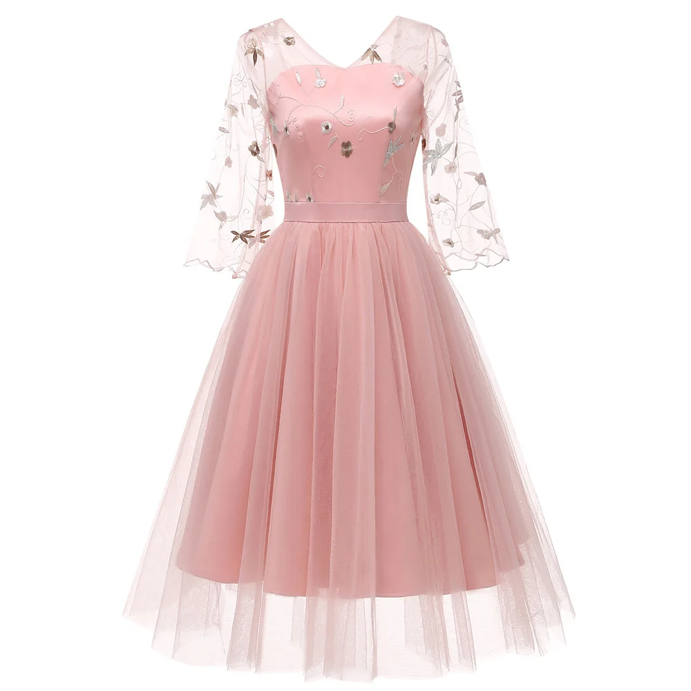 Joineles Spring Summer Lace Embroidery Ball Gown Dress Elegant Pink Floral 3 Layers Chiffon Gauze Vestidos Vintage Women Dress
Joineles Spring Summer Lace Embroidery Ball Gown Dress Elegant Pink Floral 3 Layers Chiffon Gauze Vestidos Vintage Women Dress