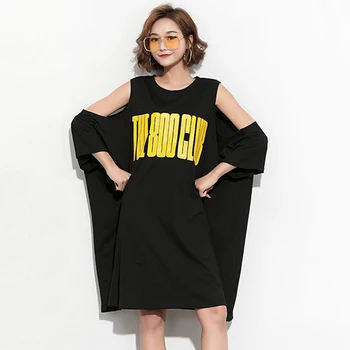 #1675 Off Shoulder T-Shirts For Women Black Letter Print Big Size Hollow Out Summer2019 Long T Shirt Femme Harajuku Korean style
#1675 Off Shoulder T-Shirts For Women Black Letter Print Big Size Hollow Out Summer2019 Long T Shirt Femme Harajuku Korean style