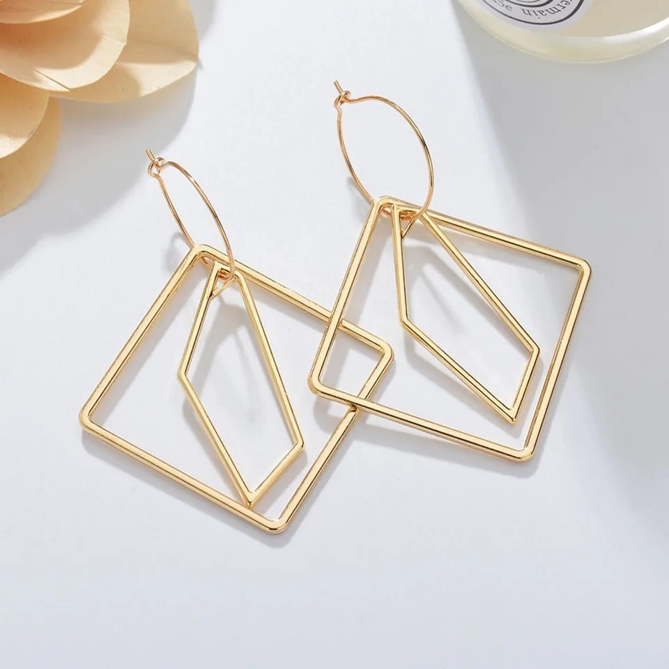 

Individuality Women Geometric Big Drop Earrings Fashion Jewelry For Female Trendy Concise High Quality Party Earrings Gifts