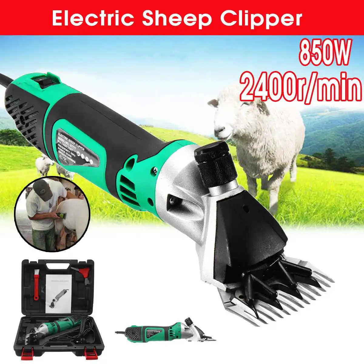 Doersupp 230V 850W Electric Sheep Shearing Clipper Scissors Set Shears Cutter Goat Clipper Machines 2400r/min AU/US Plug
Doersupp 230V 850W Electric Sheep Shearing Clipper Scissors Set Shears Cutter Goat Clipper Machines 2400r/min AU/US Plug