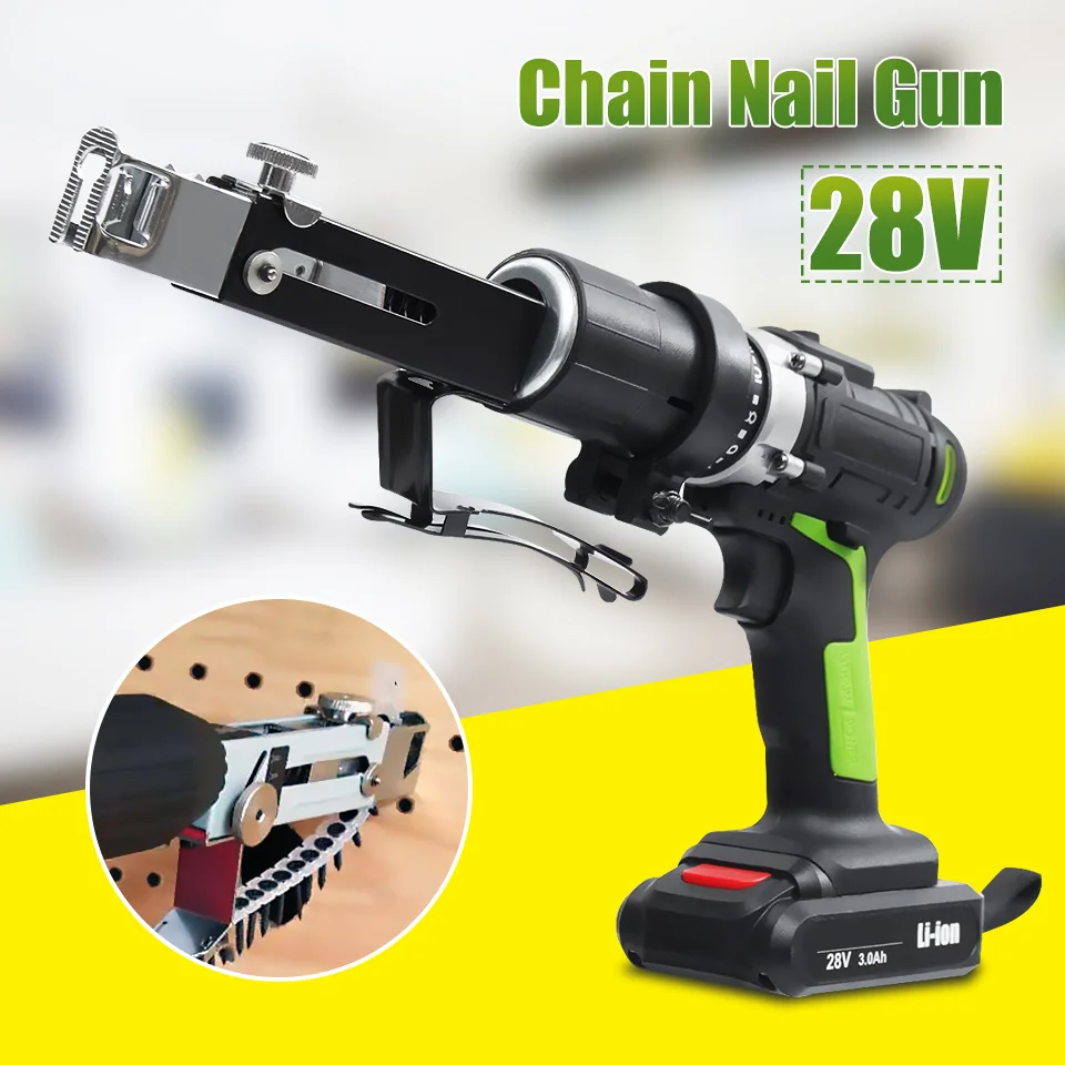 28V Automatic Chain Nail Guns Screw Guns Collated Screw Guns for Electric Drill Woodworking Tool Cordless Power Drill
28V Automatic Chain Nail Guns Screw Guns Collated Screw Guns for Electric Drill Woodworking Tool Cordless Power Drill