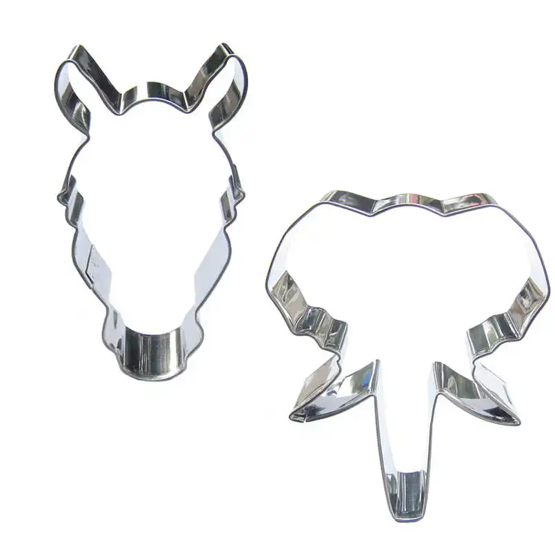 2 pcs Horse head Elephant head Stainless steel Cookie cutter biscuit embossing machine Pastry soft sweets Cake decorating Tools
2 pcs Horse head Elephant head Stainless steel Cookie cutter biscuit embossing machine Pastry soft sweets Cake decorating Tools