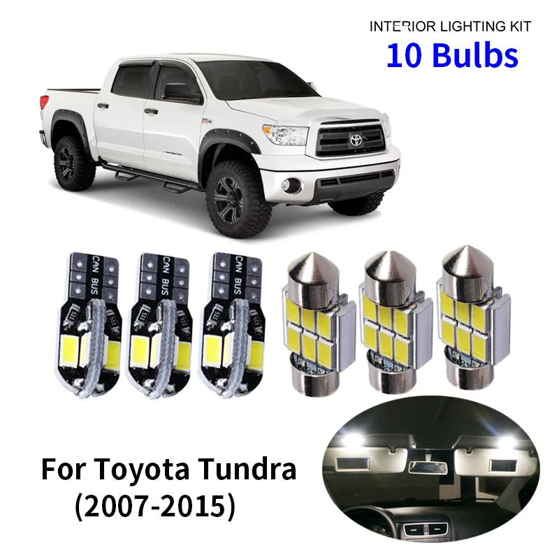 10pcs Car Accessories White Interior LED Light Bulbs Package Kit For 2007-2015 Toyota Tundra T10 31MM Map Dome Trunk Lamp
10pcs Car Accessories White Interior LED Light Bulbs Package Kit For 2007-2015 Toyota Tundra T10 31MM Map Dome Trunk Lamp