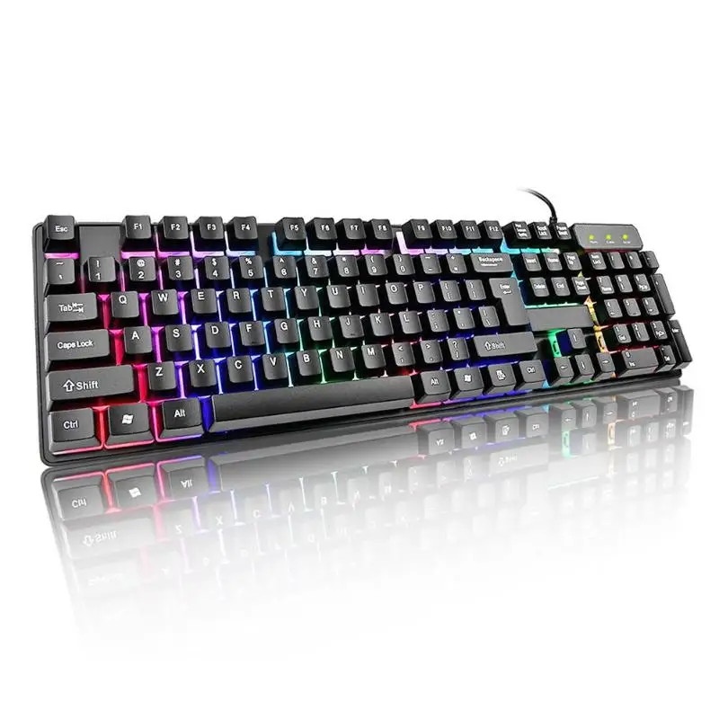104 Key Gaming Keyboard Suspension Cap Rainbow RGB Backlit Backlight USB Wired Game Teclado Keycaps for LOL
104 Key Gaming Keyboard Suspension Cap Rainbow RGB Backlit Backlight USB Wired Game Teclado Keycaps for LOL
