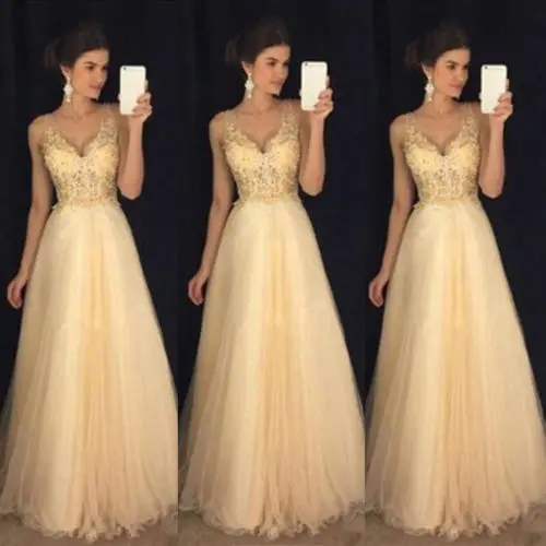 2019 Yellow Maxi Dress Women Formal Prom Sleeveless V Neck Long Lace Sequin Dress Evening Party Wedding Long Maxi Dress
2019 Yellow Maxi Dress Women Formal Prom Sleeveless V Neck Long Lace Sequin Dress Evening Party Wedding Long Maxi Dress