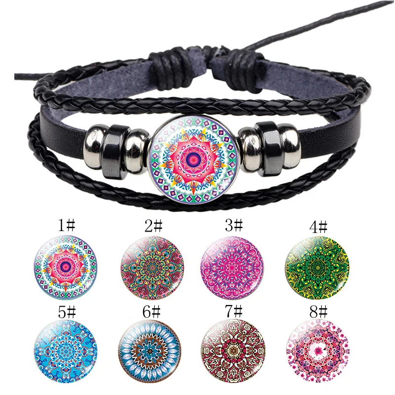 Mandala Flower Pattern Glass Cabochon Charm Bracelet Multilayer Braided Leather Bracelet for Women Mandala Pattern Jewelry
Mandala Flower Pattern Glass Cabochon Charm Bracelet Multilayer Braided Leather Bracelet for Women Mandala Pattern Jewelry