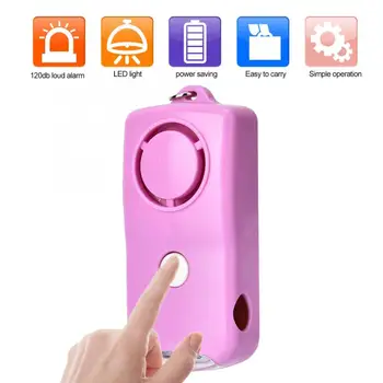 120db Elderly Girl Child Personal Security Alarm Self Defense Alarm Keychain with LED Light
