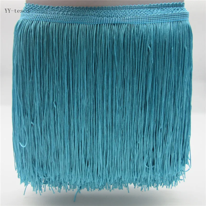 

YY-tesco 5 Meters/lot 20cm Width Lace Fringe Tassel sky blue Fringe Lace Trim Ribbon Sew Latin Dress Stage Garment Accessories