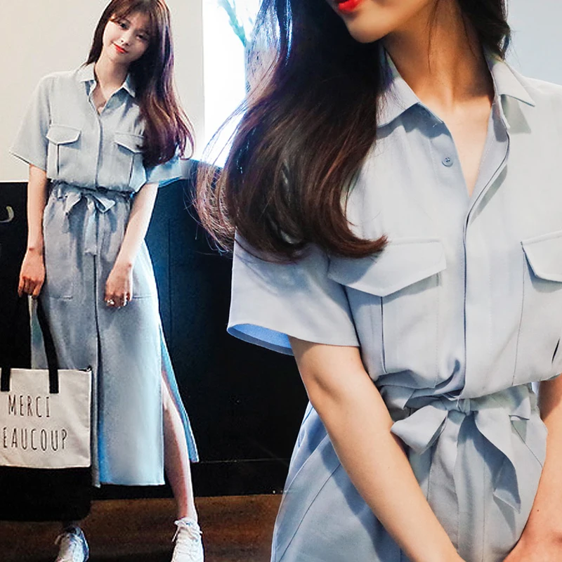 Free Shipping 2018 Hot European Style New Spring and Summer Short-sleeved Shirt Dress Slit Dress for Women Dress Female Vestidos
Free Shipping 2018 Hot European Style New Spring and Summer Short-sleeved Shirt Dress Slit Dress for Women Dress Female Vestidos