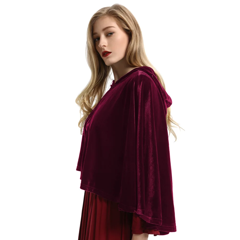 

Victorian Black Wine Velvet coats party club gothic style medieval punk hip Half Cape Cloak Capelet Steampunk Dickens Cosplay