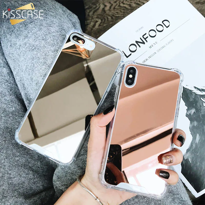 KISSCASE зеркальный чехол для iPhone X XR XS Max противоударный телефона Samsung Galaxy S9 S8 Plus Note 9 8