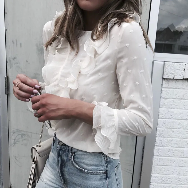 Plus Size Womens Ladies Ruffle Frill Long Sleeve Perspectives Casual 2019 Summer White Blouse Top Ruffles Korean Women Cloth
Plus Size Womens Ladies Ruffle Frill Long Sleeve Perspectives Casual 2019 Summer White Blouse Top Ruffles Korean Women Cloth