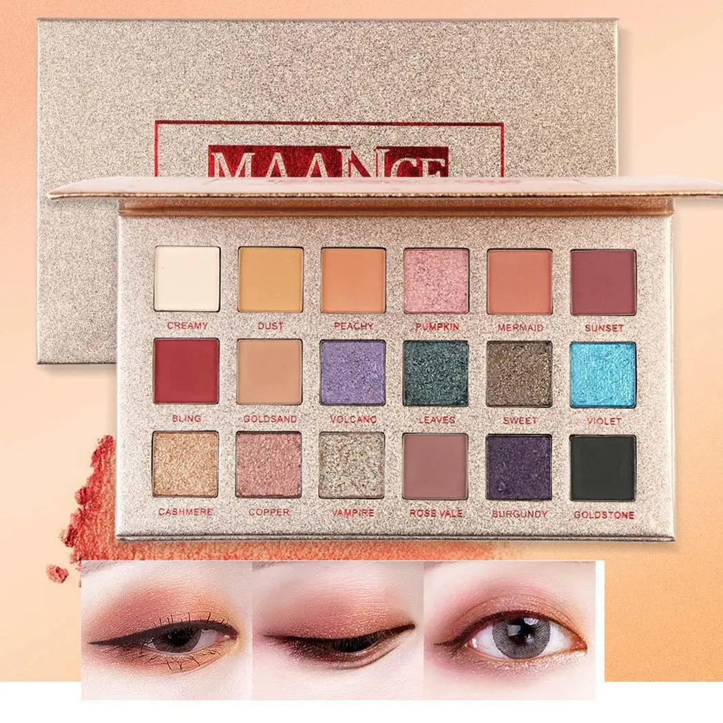 Фото 18 цветов Shimmer Glitter Eye Shadow Powder mate Cosmetics кисти для макияжа professional Makeup - купить