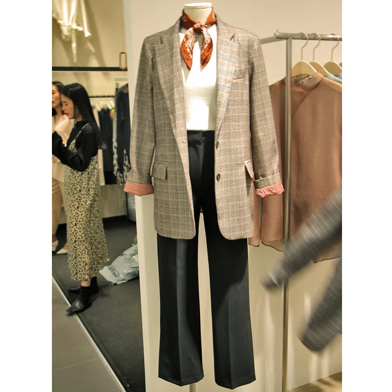 New 2019 Woman Coats Harajuku Coat Streetwear Jackets Clothes Plus Size Houndstooth Womens Tops Jacket Women Blazers | Женская одежда