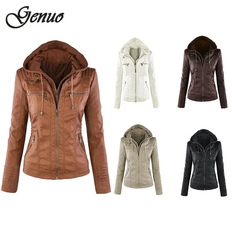 Hooded Women Leather Jacket Black Motor Coat Slim Zipper Casual Parka Overcoat Girls Work Brown PU Winter Jacket Coats
Hooded Women Leather Jacket Black Motor Coat Slim Zipper Casual Parka Overcoat Girls Work Brown PU Winter Jacket Coats