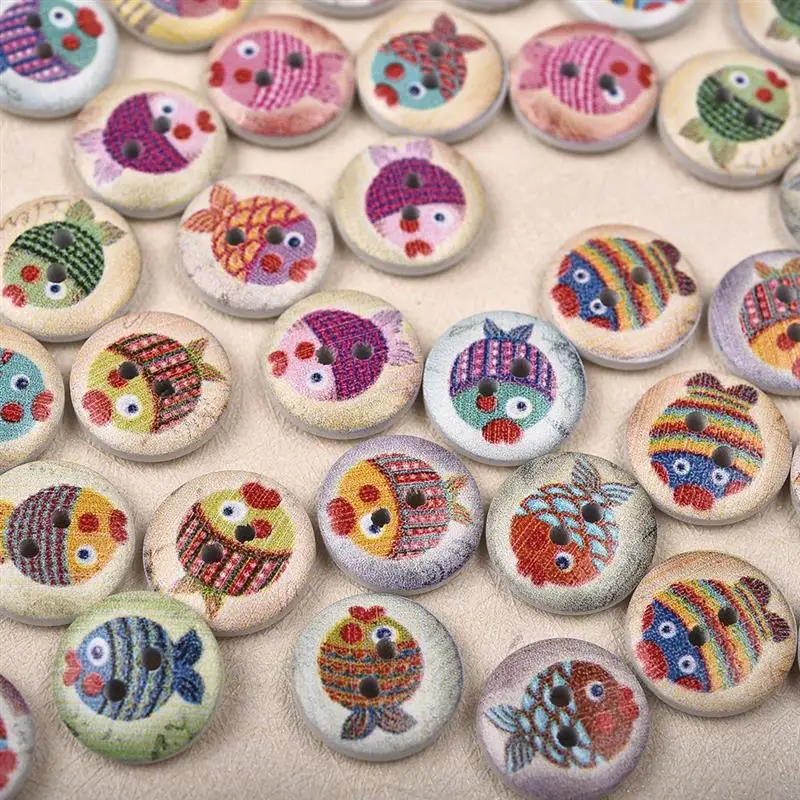 50Pcs 15mm Round Shaped Wooden Buttons Cat Fish Pattern 2 Holes Mixed Wood Buttons For Sewing Clothing Scrapbooking DIY Craft
50Pcs 15mm Round Shaped Wooden Buttons Cat Fish Pattern 2 Holes Mixed Wood Buttons For Sewing Clothing Scrapbooking DIY Craft