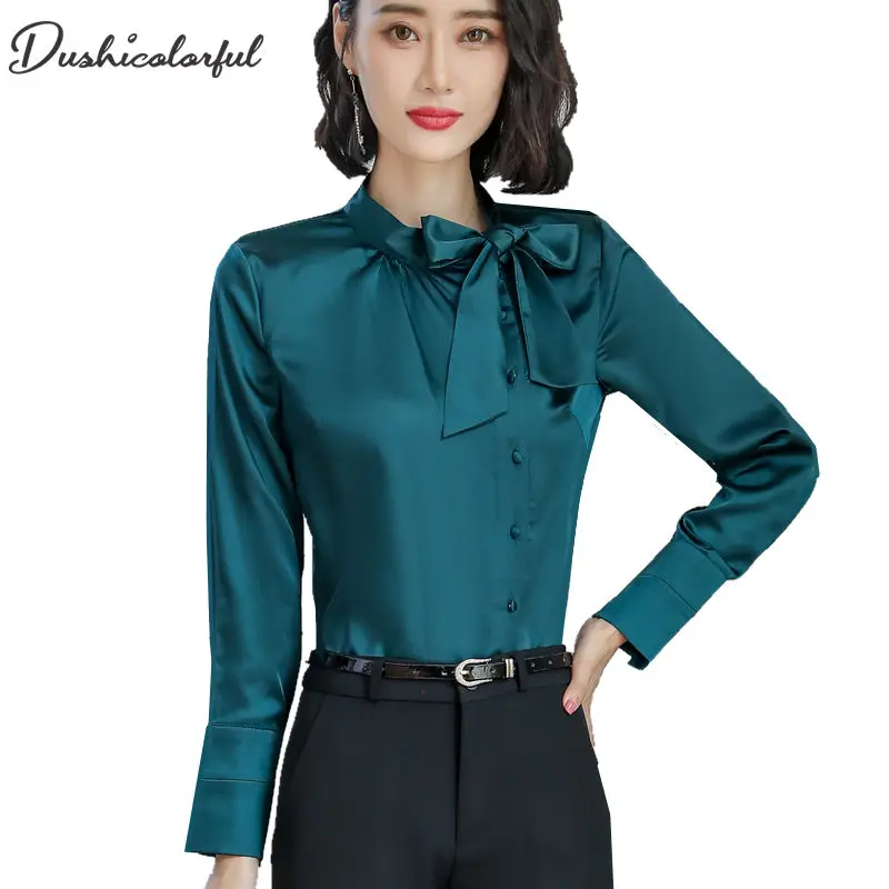 New Spring Autumn Tops Office Ladies Blouse Fashion Long Sleeve Bow Slim White Shirt Female elegant Work Blouses Blusas green
New Spring Autumn Tops Office Ladies Blouse Fashion Long Sleeve Bow Slim White Shirt Female elegant Work Blouses Blusas green