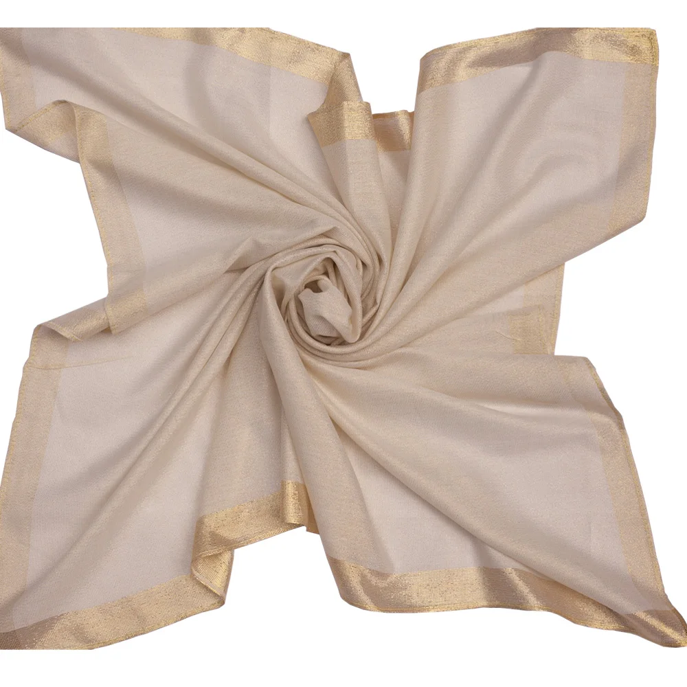 Muslim Head Scarf Plain Solid Golden Lurex Square Shawl Islamic Head Cover For Women Lady Hijab Soft White 90x90 cm
Muslim Head Scarf Plain Solid Golden Lurex Square Shawl Islamic Head Cover For Women Lady Hijab Soft White 90x90 cm