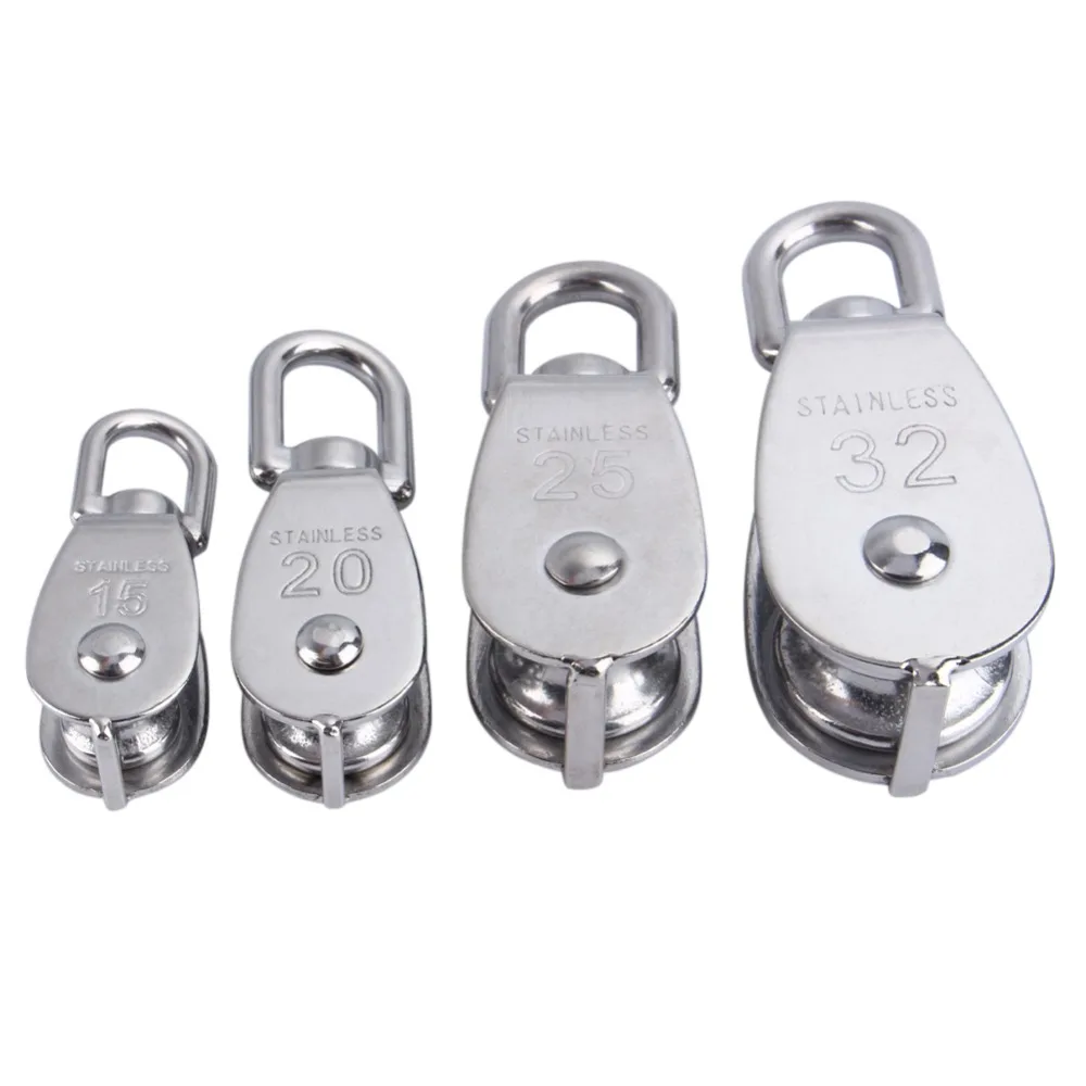 M15/M20/M25/M32 Durable Anti-rust Stainless Steel Heavy Duty Steel Single Wheel Swivel Lifting Rope Pulley Block 4 Sizes(Option)
M15/M20/M25/M32 Durable Anti-rust Stainless Steel Heavy Duty Steel Single Wheel Swivel Lifting Rope Pulley Block 4 Sizes(Option)