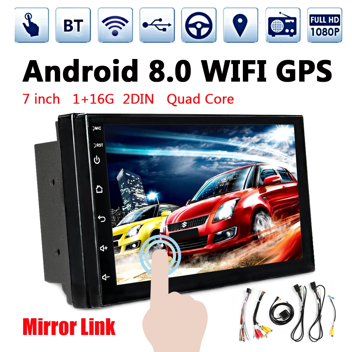 7'' 2DIN Qua Core Android 8.0 WIFI Car Radio Bluetooth GPS Navigation Touchable Audio Stereo Car Multimedia FM MP3 MP5 Player
7'' 2DIN Qua Core Android 8.0 WIFI Car Radio Bluetooth GPS Navigation Touchable Audio Stereo Car Multimedia FM MP3 MP5 Player