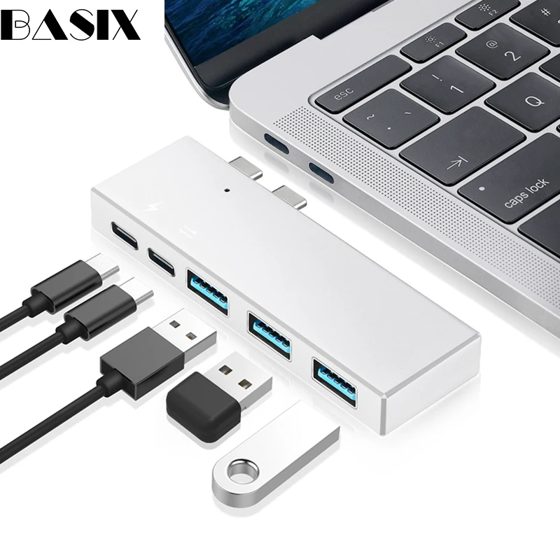 Basix USB C HUB Dual USB C Ports 5 in 1 Portable Type C hub to usb 3.0 PD charging and data transmission For 13 "15" MacBook Pro
Basix USB C HUB Dual USB C Ports 5 in 1 Portable Type C hub to usb 3.0 PD charging and data transmission For 13 "15" MacBook Pro
