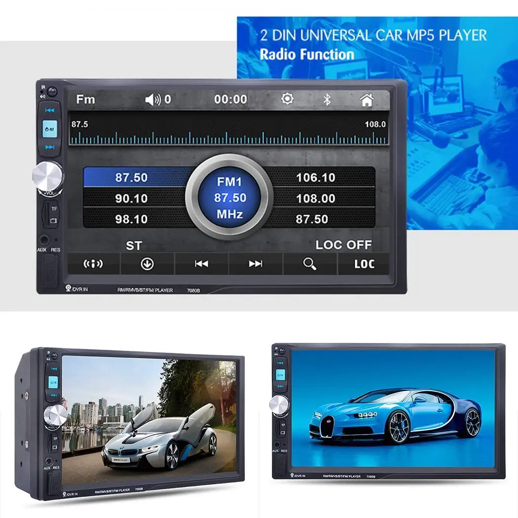 7inch Car Stereo MP5 Player 2 Din Car Radio Touch Screen TF USB GPS FM Bluetooth Car Video Multimedia Player with Camera 7021G
7inch Car Stereo MP5 Player 2 Din Car Radio Touch Screen TF USB GPS FM Bluetooth Car Video Multimedia Player with Camera 7021G