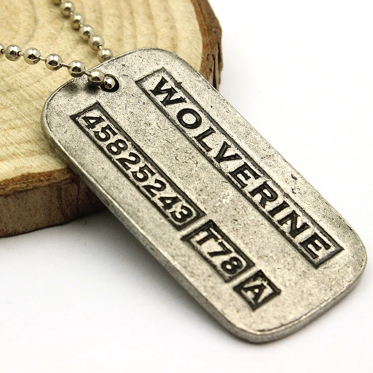 Movie X-Men Origins Wolverines Dog Tag ID Necklace Zinc Alloy Marvel X Men Jame Logan pendant jewelry
Movie X-Men Origins Wolverines Dog Tag ID Necklace Zinc Alloy Marvel X Men Jame Logan pendant jewelry