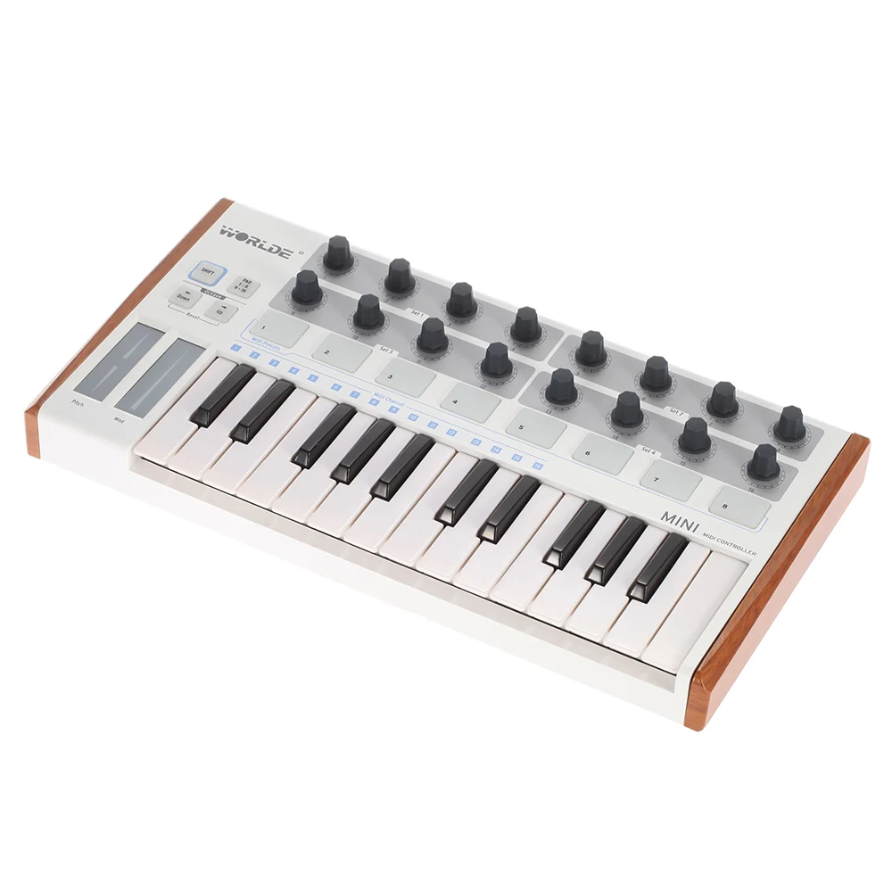 Worlde Ultra-Portable Mini Professional 25-Key USB MIDI Drum Pad and MIDI Keyboard Controller
Worlde Ultra-Portable Mini Professional 25-Key USB MIDI Drum Pad and MIDI Keyboard Controller