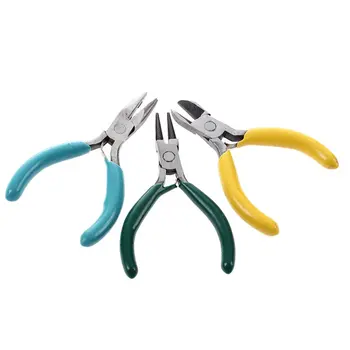 

3 Pcs Mini Jewelry-Making Pliers Set, Includes A Chain Nose Plier, A Diagonal Cutter and A Round Nose Plier - Random Color